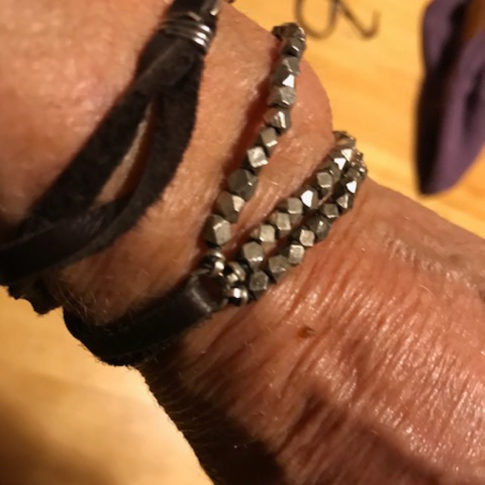 bracelet, silver and leather,